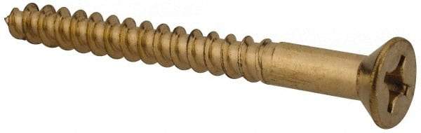Value Collection - #10, 2" OAL, Phillips Drive, Flat Head Wood Screw - Brass - Apex Tool & Supply