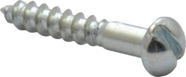 Value Collection - #2, 1/2" Length Under Head, Slotted Drive, Round Head Wood Screw - Zinc Plated Steel, Grade 2 - Apex Tool & Supply