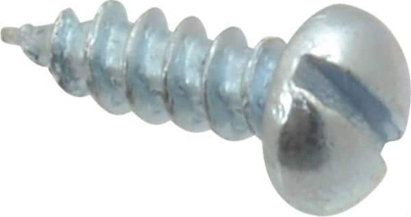 Value Collection - #4, 3/8" Length Under Head, Slotted Drive, Round Head Wood Screw - Zinc Plated Steel, Grade 2 - Apex Tool & Supply