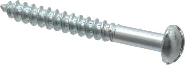Value Collection - #6, 1-1/4" Length Under Head, Slotted Drive, Round Head Wood Screw - Zinc Plated Steel, Grade 2 - Apex Tool & Supply