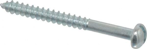 Value Collection - #6, 1-1/2" Length Under Head, Slotted Drive, Round Head Wood Screw - Zinc Plated Steel, Grade 2 - Apex Tool & Supply