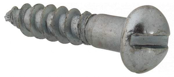 Value Collection - #7, 3/4" Length Under Head, Slotted Drive, Round Head Wood Screw - Zinc Plated Steel, Grade 2 - Apex Tool & Supply