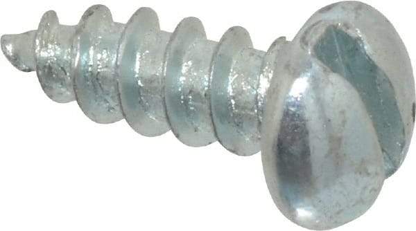 Value Collection - #8, 1/2" Length Under Head, Slotted Drive, Round Head Wood Screw - Zinc Plated Steel, Grade 2 - Apex Tool & Supply