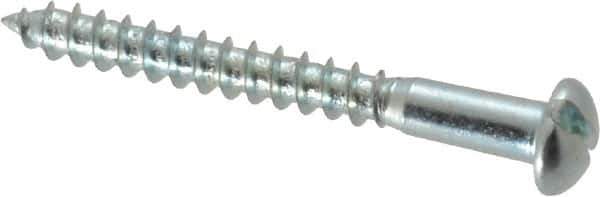 Value Collection - #8, 1-1/2" Length Under Head, Slotted Drive, Round Head Wood Screw - Zinc Plated Steel, Grade 2 - Apex Tool & Supply