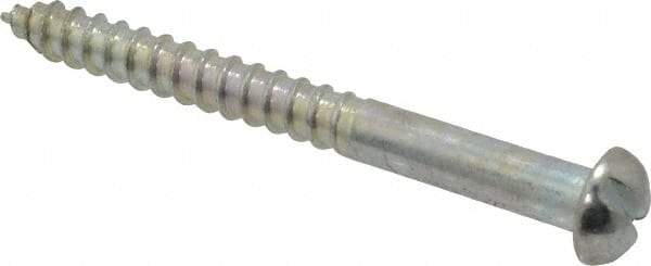 Value Collection - #8, 1-3/4" Length Under Head, Slotted Drive, Round Head Wood Screw - Zinc Plated Steel, Grade 2 - Apex Tool & Supply