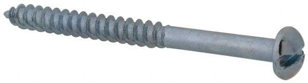 Value Collection - #8, 2" Length Under Head, Slotted Drive, Round Head Wood Screw - Zinc Plated Steel, Grade 2 - Apex Tool & Supply