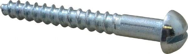 Value Collection - #10, 1-1/2" Length Under Head, Slotted Drive, Round Head Wood Screw - Zinc Plated Steel, Grade 2 - Apex Tool & Supply