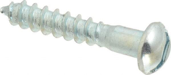 Value Collection - #12, 1-1/4" Length Under Head, Slotted Drive, Round Head Wood Screw - Zinc Plated Steel, Grade 2 - Apex Tool & Supply