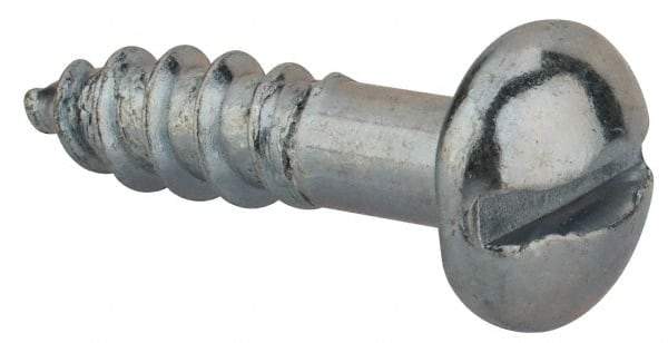 Value Collection - #14, 1" Length Under Head, Slotted Drive, Round Head Wood Screw - Zinc Plated Steel, Grade 2 - Apex Tool & Supply