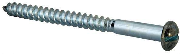 Value Collection - #14, 3" Length Under Head, Slotted Drive, Round Head Wood Screw - Zinc Plated Steel, Grade 2 - Apex Tool & Supply