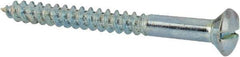 Value Collection - #6, 1-1/2" Length Under Head, Slotted Drive, Oval Head Wood Screw - ASME B18.6.1, Zinc Plated Steel, Grade 2 - Apex Tool & Supply