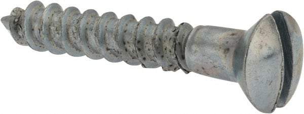 Value Collection - #10, 1-1/4" Length Under Head, Slotted Drive, Oval Head Wood Screw - ASME B18.6.1, Zinc Plated Steel, Grade 2 - Apex Tool & Supply