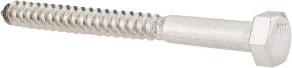 Value Collection - 5/16" Screw, 3-1/2" Length Under Head, Stainless Steel, Hex Head Lag Screw - Grade 18-8, Uncoated - Apex Tool & Supply