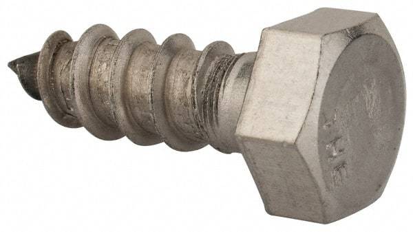Value Collection - 3/8" Screw, 1" Length Under Head, Stainless Steel, Hex Head Lag Screw - Grade 18-8, Uncoated - Apex Tool & Supply
