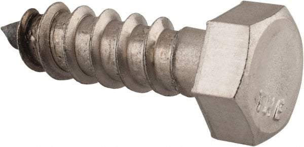 Value Collection - 3/8" Screw, 1-1/4" Length Under Head, Stainless Steel, Hex Head Lag Screw - Grade 18-8, Uncoated - Apex Tool & Supply