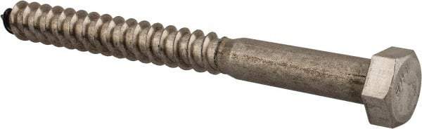 Value Collection - 3/8" Screw, 4" Length Under Head, Stainless Steel, Hex Head Lag Screw - Grade 18-8, Uncoated - Apex Tool & Supply