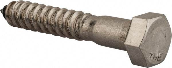 Value Collection - 1/2" Screw, 3" Length Under Head, Stainless Steel, Hex Head Lag Screw - Grade 18-8, Uncoated - Apex Tool & Supply