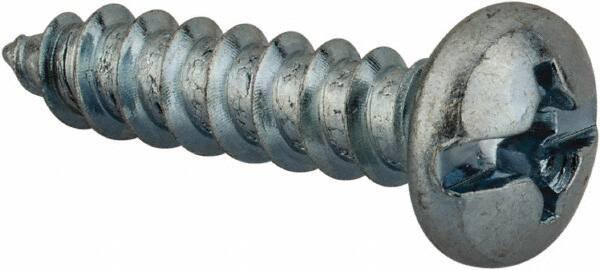Value Collection - #12 Pan Head Slotted Phillips Sheet Metal Screw - Steel, 1" Length Under Head, Grade 2 - Apex Tool & Supply