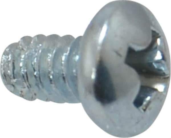 Value Collection - #6-32 UNC Thread, 1/4" Length Under Head, Phillips Drive Steel Thread Cutting Screw - Pan Head, Grade 2, Point Type F, Zinc-Plated Finish - Apex Tool & Supply