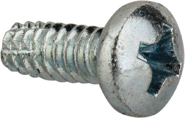 Value Collection - #6-32 UNC Thread, 3/8" Length Under Head, Phillips Drive Steel Thread Cutting Screw - Pan Head, Grade 2, Point Type F, Zinc-Plated Finish - Apex Tool & Supply