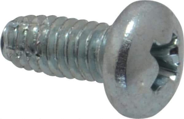 Value Collection - #8-32 UNC Thread, 3/8" Length Under Head, Phillips Drive Steel Thread Cutting Screw - Pan Head, Grade 2, Point Type F, Zinc-Plated Finish - Apex Tool & Supply