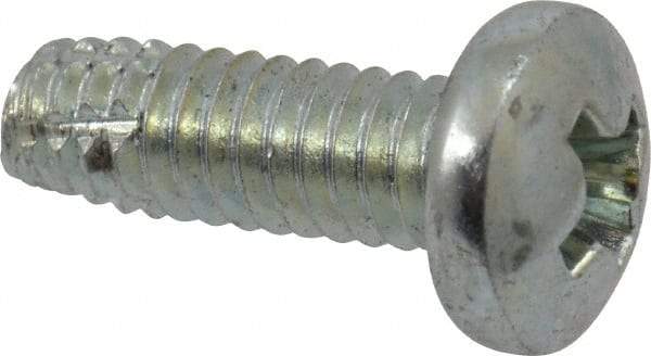 Value Collection - #8-32 UNC Thread, 1/2" Length Under Head, Phillips Drive Steel Thread Cutting Screw - Pan Head, Grade 2, Point Type F, Zinc-Plated Finish - Apex Tool & Supply