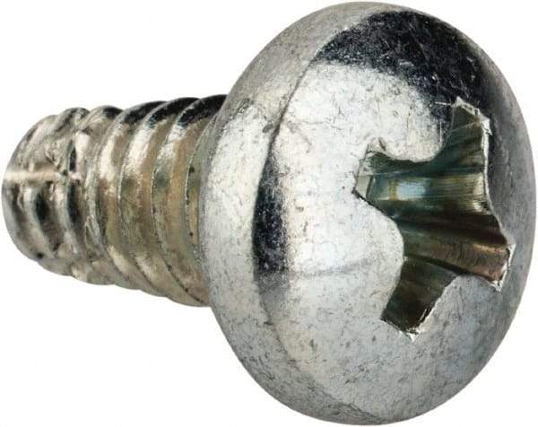 Value Collection - #10-24 UNC Thread, 3/8" Length Under Head, Phillips Drive Steel Thread Cutting Screw - Pan Head, Grade 2, Point Type F, Zinc-Plated Finish - Apex Tool & Supply