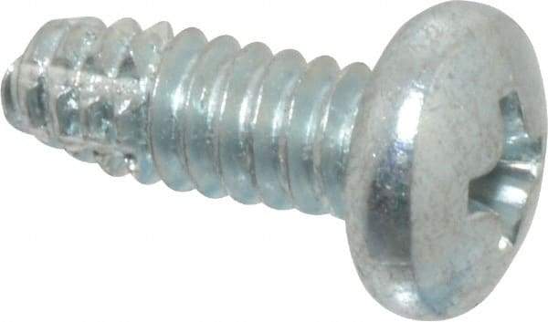 Value Collection - #10-24 UNC Thread, 1/2" Length Under Head, Phillips Drive Steel Thread Cutting Screw - Pan Head, Grade 2, Point Type F, Zinc-Plated Finish - Apex Tool & Supply