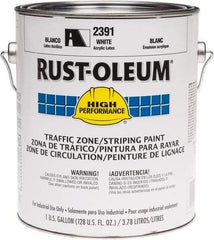 Rust-Oleum - 1 Gallon White Water Based Striping Paint - 410 Linear Ft. at 4 Inch Wide, <100 VOC Compliant, 30 Minutes Tack Free Dry Time, 8 Hrs Recoat Dry Time - Apex Tool & Supply