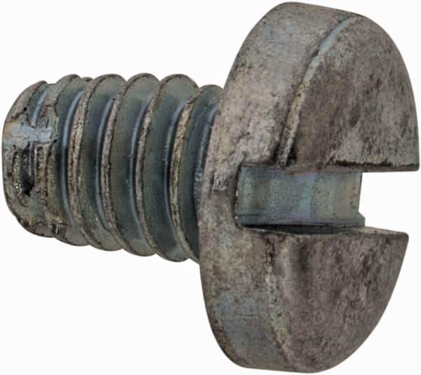 Value Collection - #8-32 UNC Thread, 1/4" Length Under Head, Slotted Drive Steel Thread Cutting Screw - Pan Head, Grade 2, Point Type F, Zinc-Plated Finish - Apex Tool & Supply