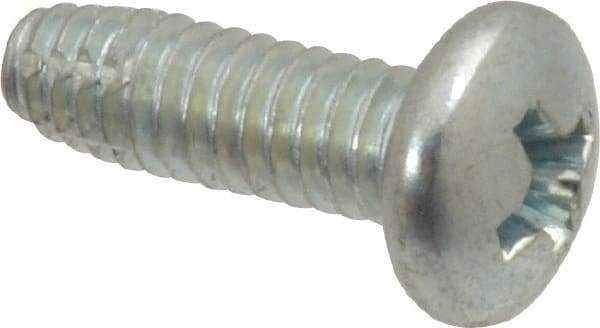 Value Collection - #8-32 UNC Thread, 1/2" Length Under Head, Slotted Drive Steel Thread Cutting Screw - Pan Head, Grade 2, Point Type F, Zinc-Plated Finish - Apex Tool & Supply