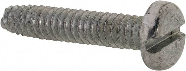 Value Collection - #10-24 UNC Thread, 1" Length Under Head, Slotted Drive Steel Thread Cutting Screw - Pan Head, Grade 2, Point Type F, Zinc-Plated Finish - Apex Tool & Supply