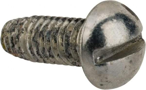 Value Collection - #10-32 UNF Thread, 1/2" Length Under Head, #2 Slotted/Phillips Drive Steel Thread Cutting Screw - Round Head, Grade 1016-1024, Point Type F, Zinc-Plated Finish - Apex Tool & Supply