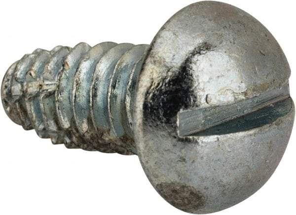 Value Collection - 1/4-20 UNC Thread, 1/2" Length Under Head, #3 Slotted/Phillips Drive Steel Thread Cutting Screw - Round Head, Grade 1016-1024, Point Type F, Zinc-Plated Finish - Apex Tool & Supply