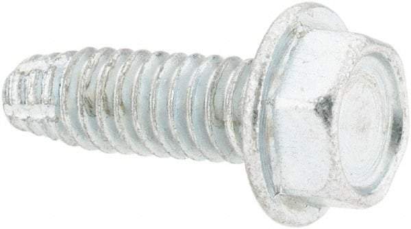 Value Collection - #8-32 UNC Thread, 1/2" Length Under Head, Hex Drive Steel Thread Cutting Screw - Hex Head, Grade 2, Point Type F, Zinc-Plated Finish - Apex Tool & Supply