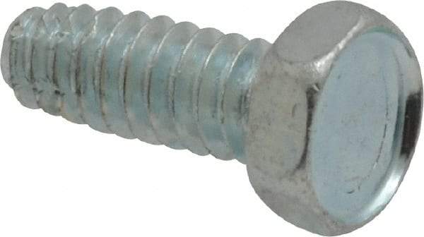 Value Collection - #10-24 UNC Thread, 1/2" Length Under Head, Hex Drive Steel Thread Cutting Screw - Hex Head, Grade 2, Point Type F, Zinc-Plated Finish - Apex Tool & Supply