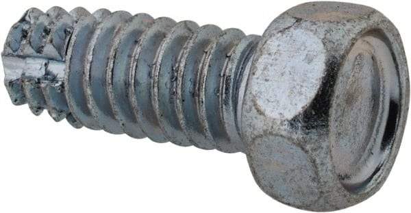 Value Collection - 1/4-20 UNC Thread, 5/8" Length Under Head, Hex Drive Steel Thread Cutting Screw - Hex Head, Grade 2, Point Type F, Zinc-Plated Finish - Apex Tool & Supply