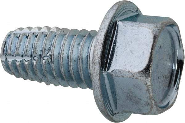 Value Collection - 3/8-16 UNC Thread, 3/4" Length Under Head, Hex Drive Steel Thread Cutting Screw - Hex Washer Head, Grade 2, Point Type F, Zinc-Plated Finish - Apex Tool & Supply