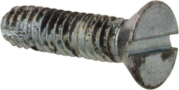 Value Collection - #8-32 UNC Thread, 5/8" OAL, Slotted Drive Steel Thread Cutting Screw - Flat Head, Grade 2, Point Type F, Zinc-Plated Finish - Apex Tool & Supply