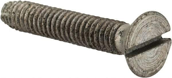 Value Collection - 1/4-20 UNC Thread, 1-1/2" OAL, Slotted Drive Steel Thread Cutting Screw - Flat Head, Grade 2, Point Type F, Zinc-Plated Finish - Apex Tool & Supply