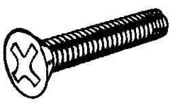 Value Collection - #6-32 UNC Thread, 5/16" OAL, #2 Phillips Drive Steel Thread Cutting Screw - Flat Undercut Head, Grade 1016-1024, Point Type F, Zinc-Plated Finish - Apex Tool & Supply
