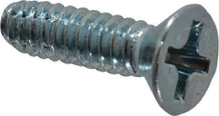 Value Collection - #6-32 UNC Thread, 1/2" OAL, Phillips Drive Steel Thread Cutting Screw - Flat Head, Grade 2, Point Type F, Zinc-Plated Finish - Apex Tool & Supply