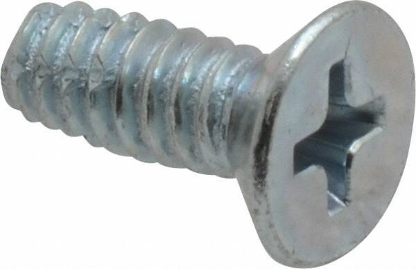 Value Collection - #10-24 UNC Thread, 1/2" OAL, Phillips Drive Steel Thread Cutting Screw - Flat Head, Grade 2, Point Type F, Zinc-Plated Finish - Apex Tool & Supply