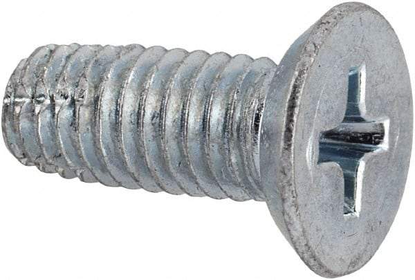 Value Collection - #10-32 UNF Thread, 1/2" OAL, Phillips Drive Steel Thread Cutting Screw - Flat Head, Grade 2, Point Type F, Zinc-Plated Finish - Apex Tool & Supply