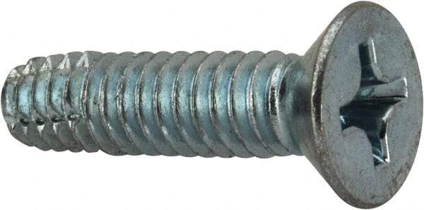 Value Collection - 1/4-20 UNC Thread, 1" OAL, Phillips Drive Steel Thread Cutting Screw - Flat Head, Grade 2, Point Type F, Zinc-Plated Finish - Apex Tool & Supply