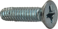 Value Collection - 1/4-20 UNC Thread, 1" OAL, Phillips Drive Steel Thread Cutting Screw - Flat Head, Grade 2, Point Type F, Zinc-Plated Finish - Apex Tool & Supply