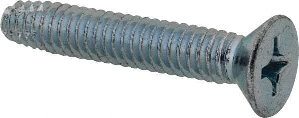 Value Collection - 1/4-20 UNC Thread, 1-1/2" OAL, Phillips Drive Steel Thread Cutting Screw - Flat Head, Grade 2, Point Type F, Zinc-Plated Finish - Apex Tool & Supply