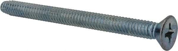 Value Collection - 1/4-20 UNC Thread, 3" OAL, Phillips Drive Steel Thread Cutting Screw - Flat Head, Grade 2, Point Type F, Zinc-Plated Finish - Apex Tool & Supply