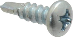 Value Collection - #6, Pan Head, Phillips Drive, 1/2" Length Under Head, #2 Point, Self Drilling Screw - Steel, Zinc-Plated Finish - Apex Tool & Supply