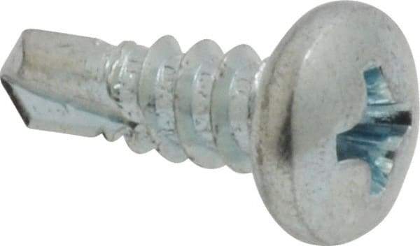 Value Collection - #8, Pan Head, Phillips Drive, 1/2" Length Under Head, #2 Point, Self Drilling Screw - Steel, Zinc-Plated Finish - Apex Tool & Supply